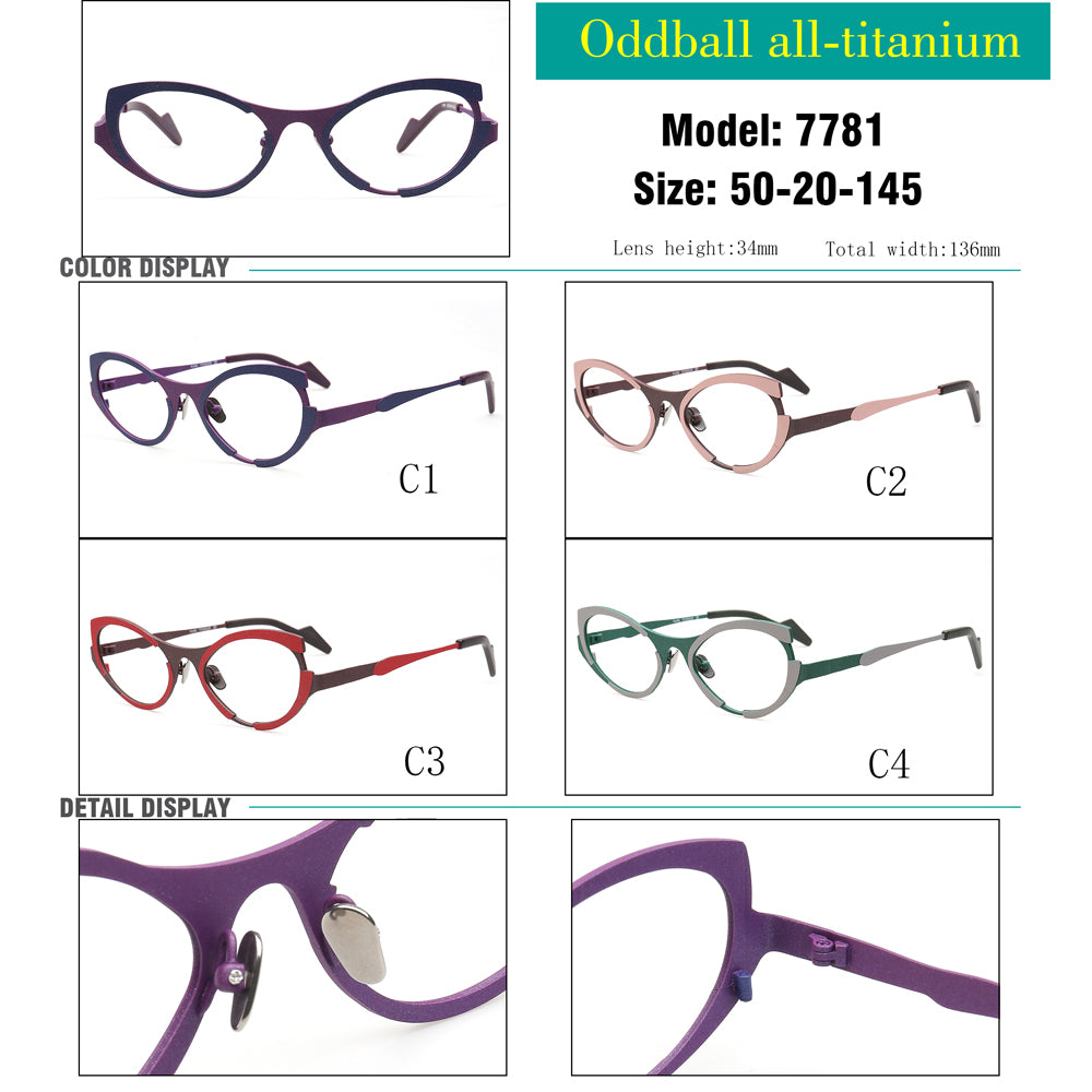 trendy retro womens cat eye titanium glasses frames