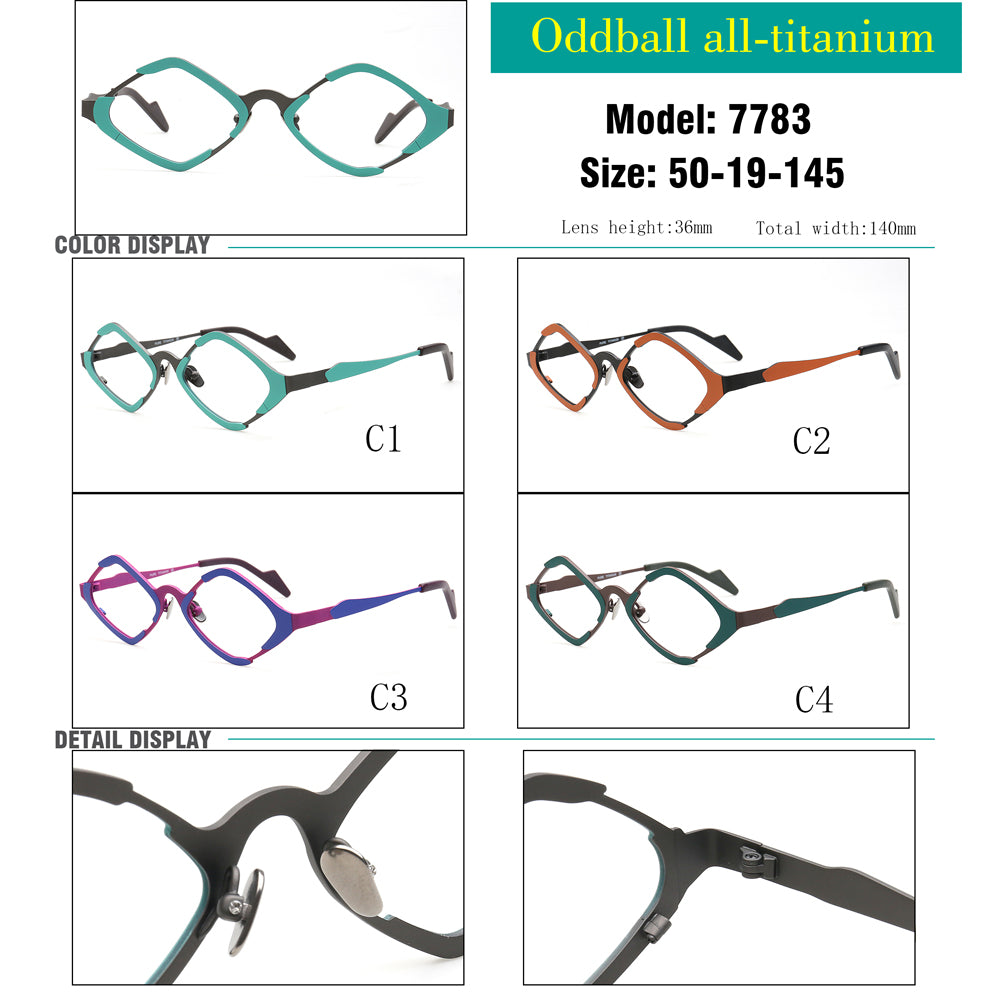 Vintage eyeglasses frames titanium diamond shape