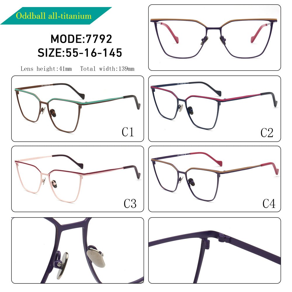 oversize two tone womens cat eye titanium glasses frames
