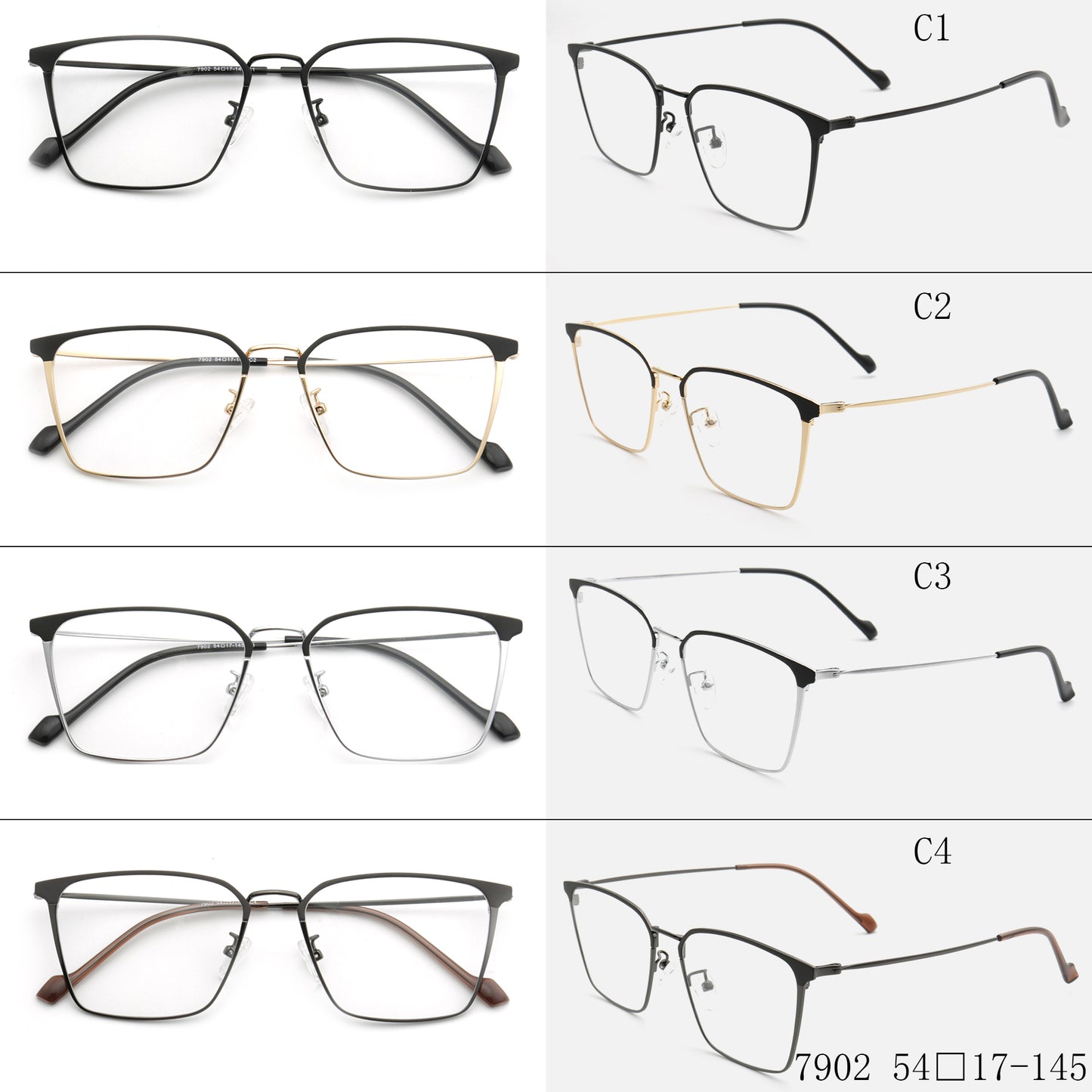 Oeste | Gafas unisex modernas de metal con montura completa | Marco de metal delgado con diseño empresarial