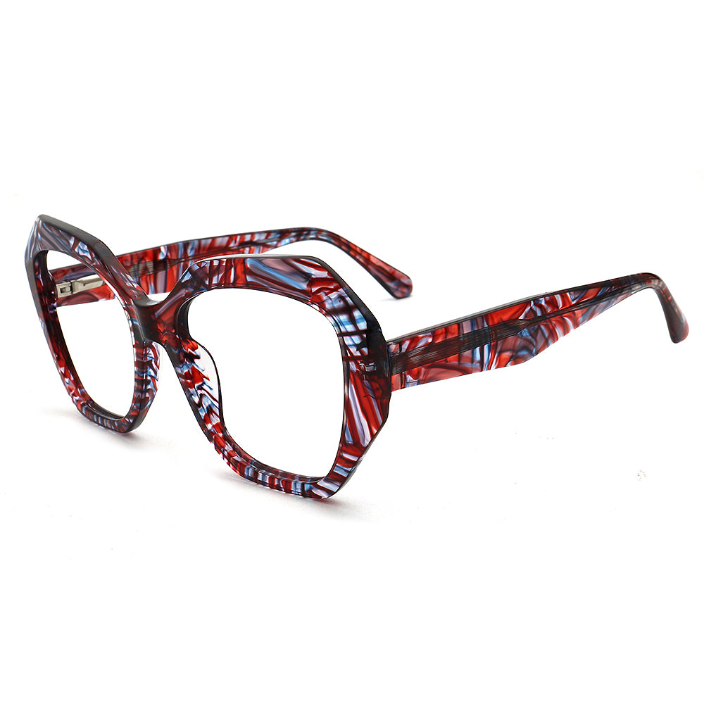 red fashionable eyewear frames geometric