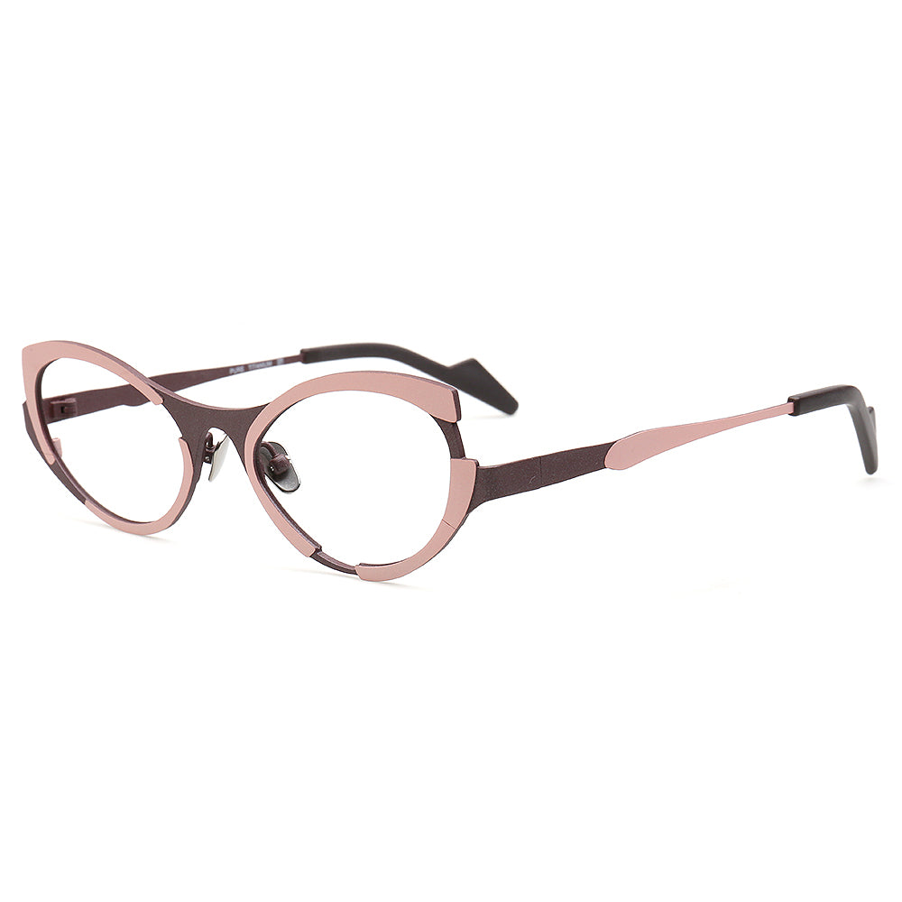 peach brown women glasses frames cat eye