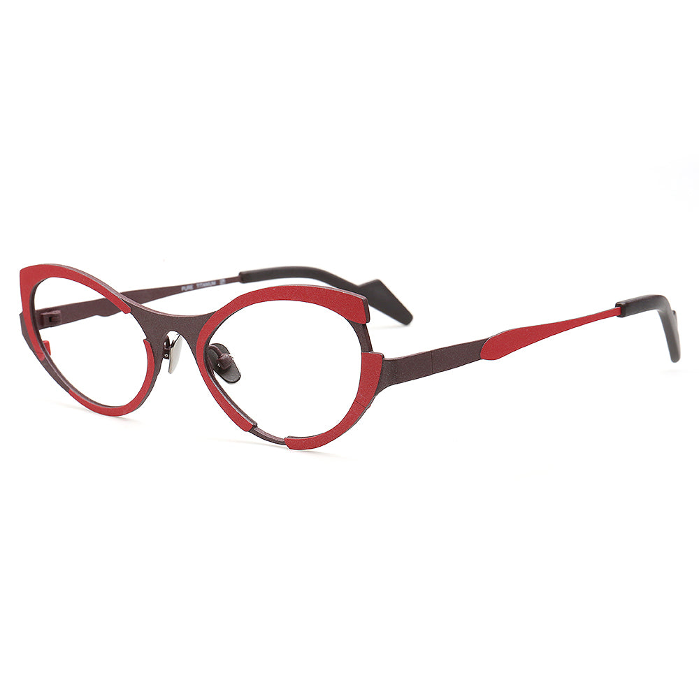 cat eye red titanium glasses frames for women
