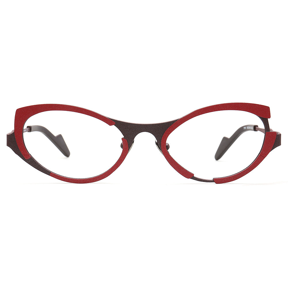 red titanium glasses frames cat eye