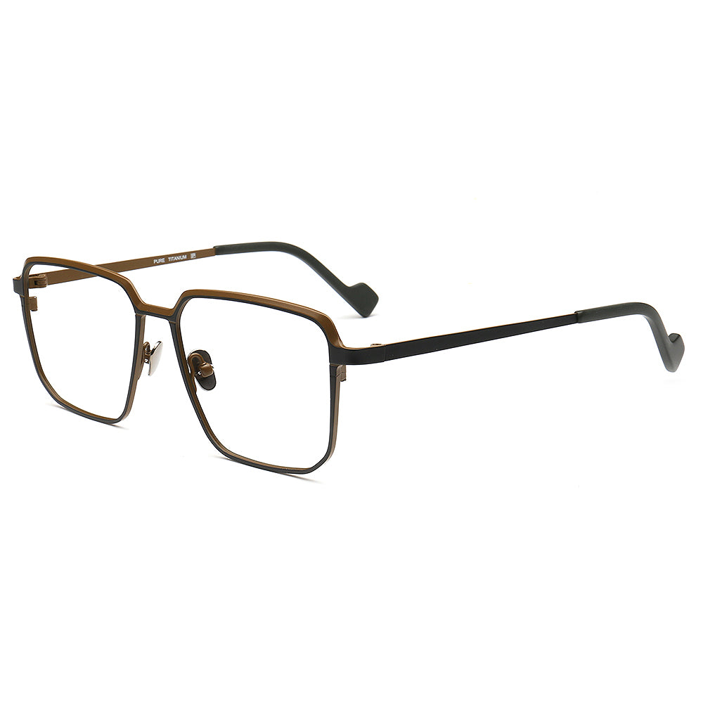 black square titanium eyeglasses frames for men