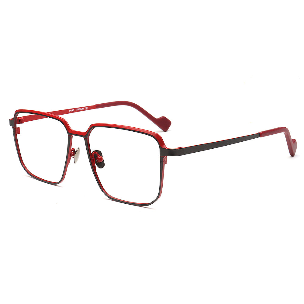 oversize black red titanium spectacles square