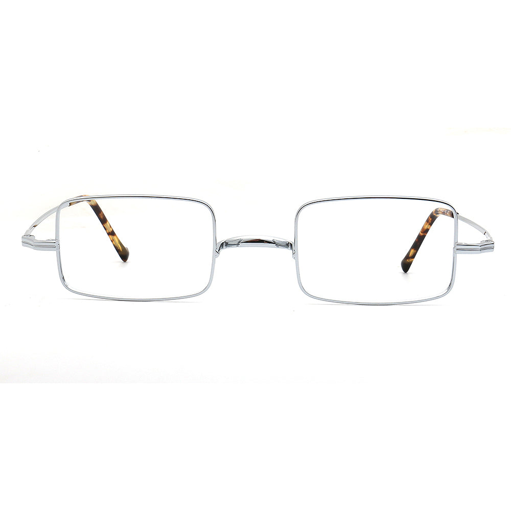 silver titanium mens eyeglass frames square