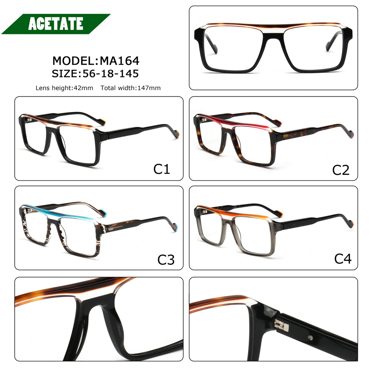 men's oversize square spectacles