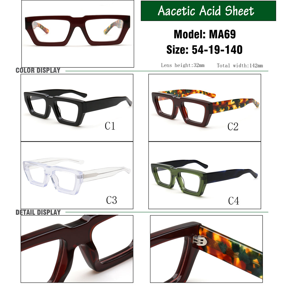vintage funky square eyeglasses frames for men women