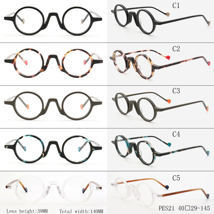 Luz tenue | Anteojos redondos vintage de carey | Diseño retro de acetato de borde completo.