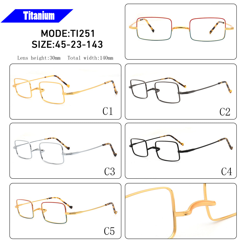 retro titanium eyeglasses frames vintage square