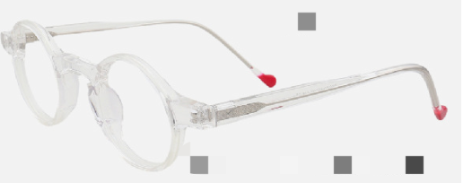 A pair of round clear eyeglasses