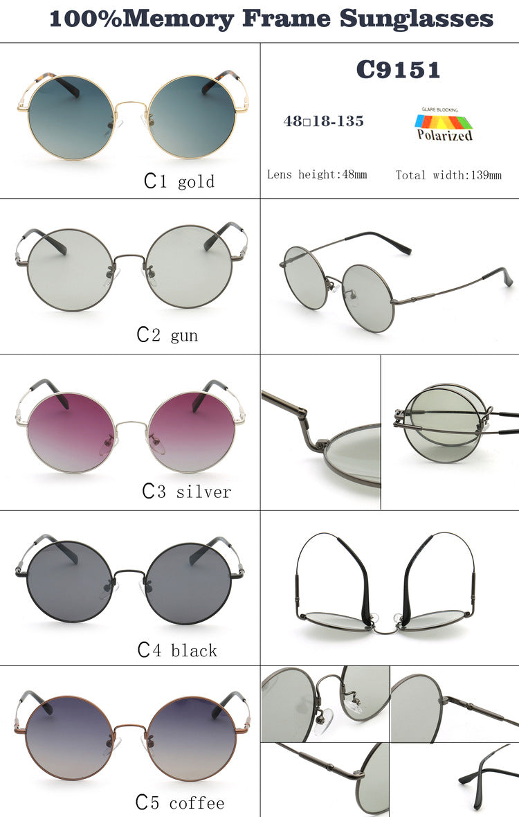 round retro sunglasses polarized uv400 gradient