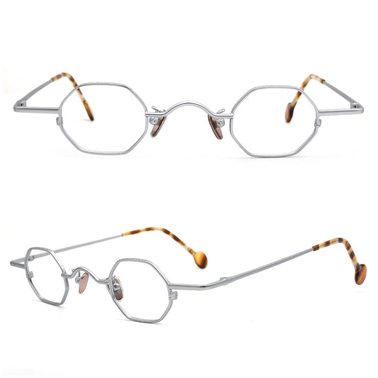 silver metal geometric glasses frames