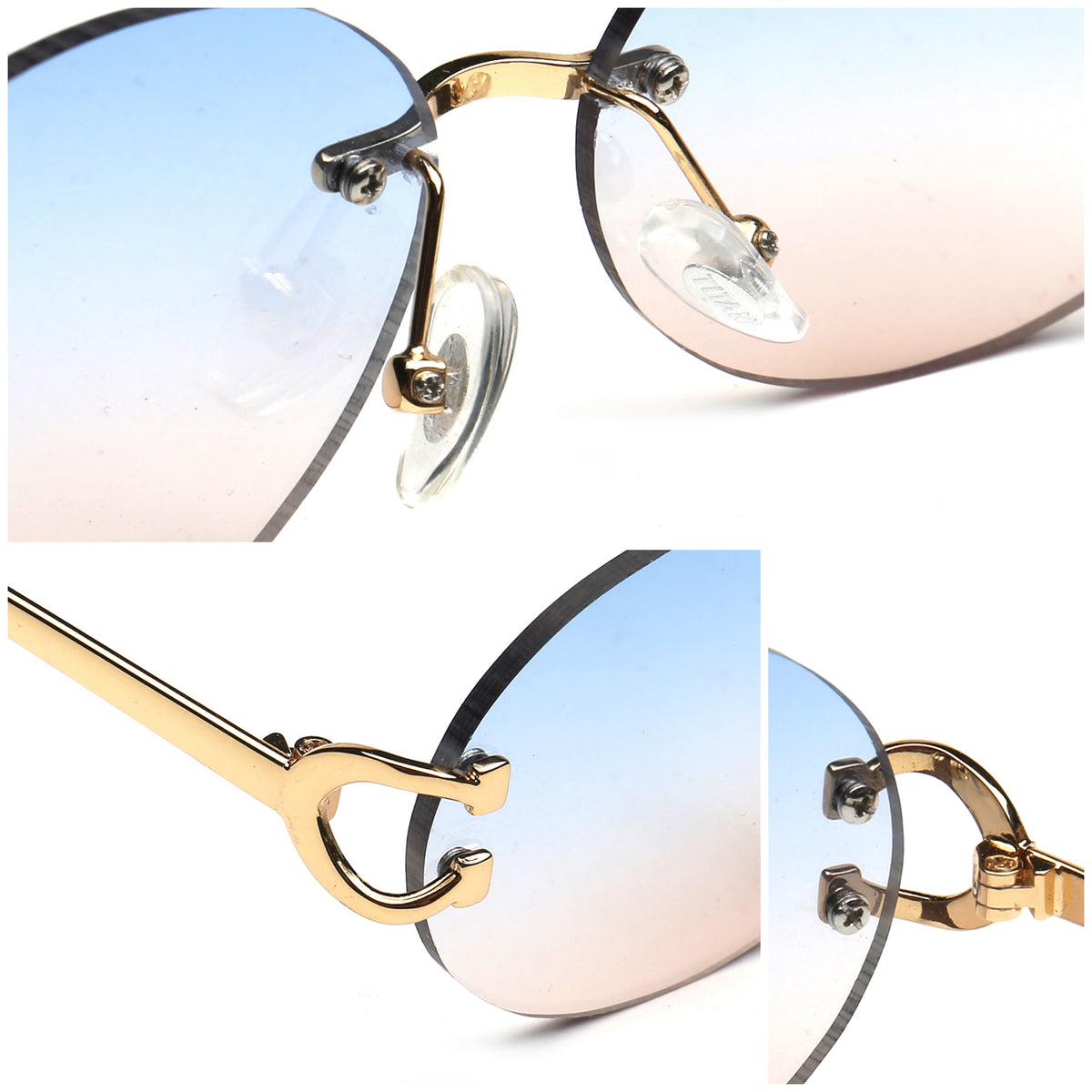 details for oval rimless sunglasses