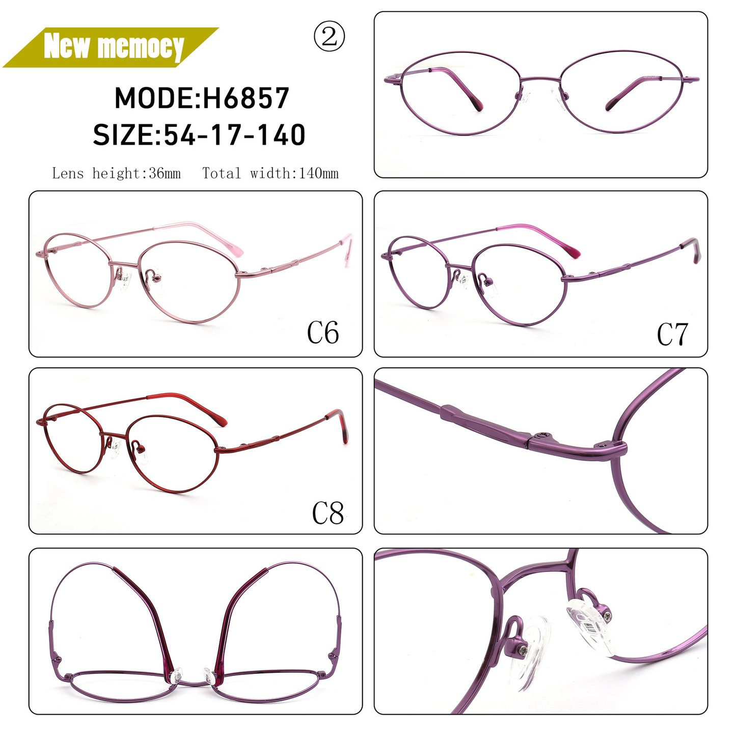 Lisa | Gafas ovaladas flexibles de metal con memoria para mujer