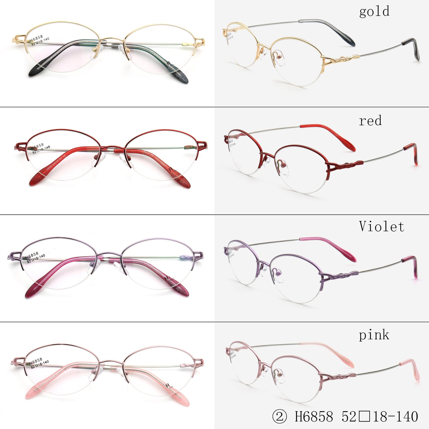 Allegra | Montures de lunettes ovales demi-cerclées en métal à mémoire de forme pour femmes
