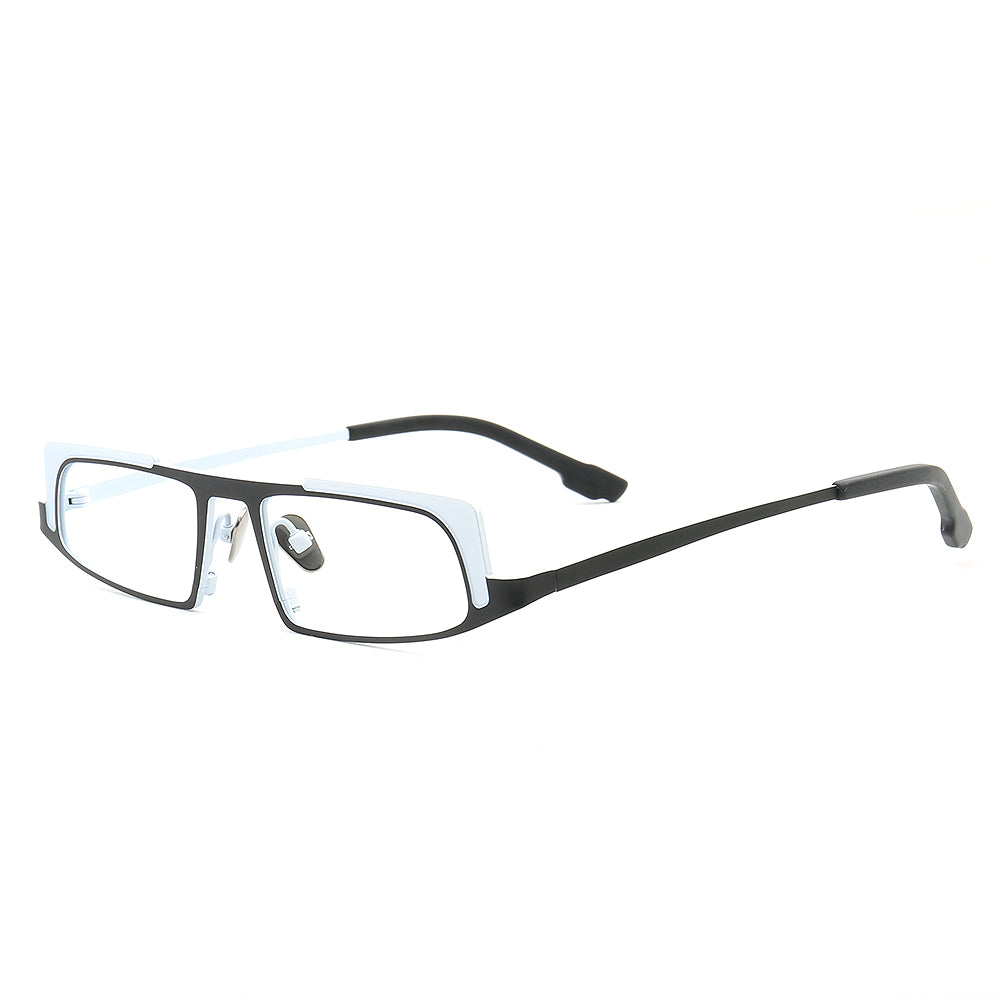 Vernon | Sleek Rectangular Titanium Eyeglass Frames | Modern Two Toned Full Rim Glasses