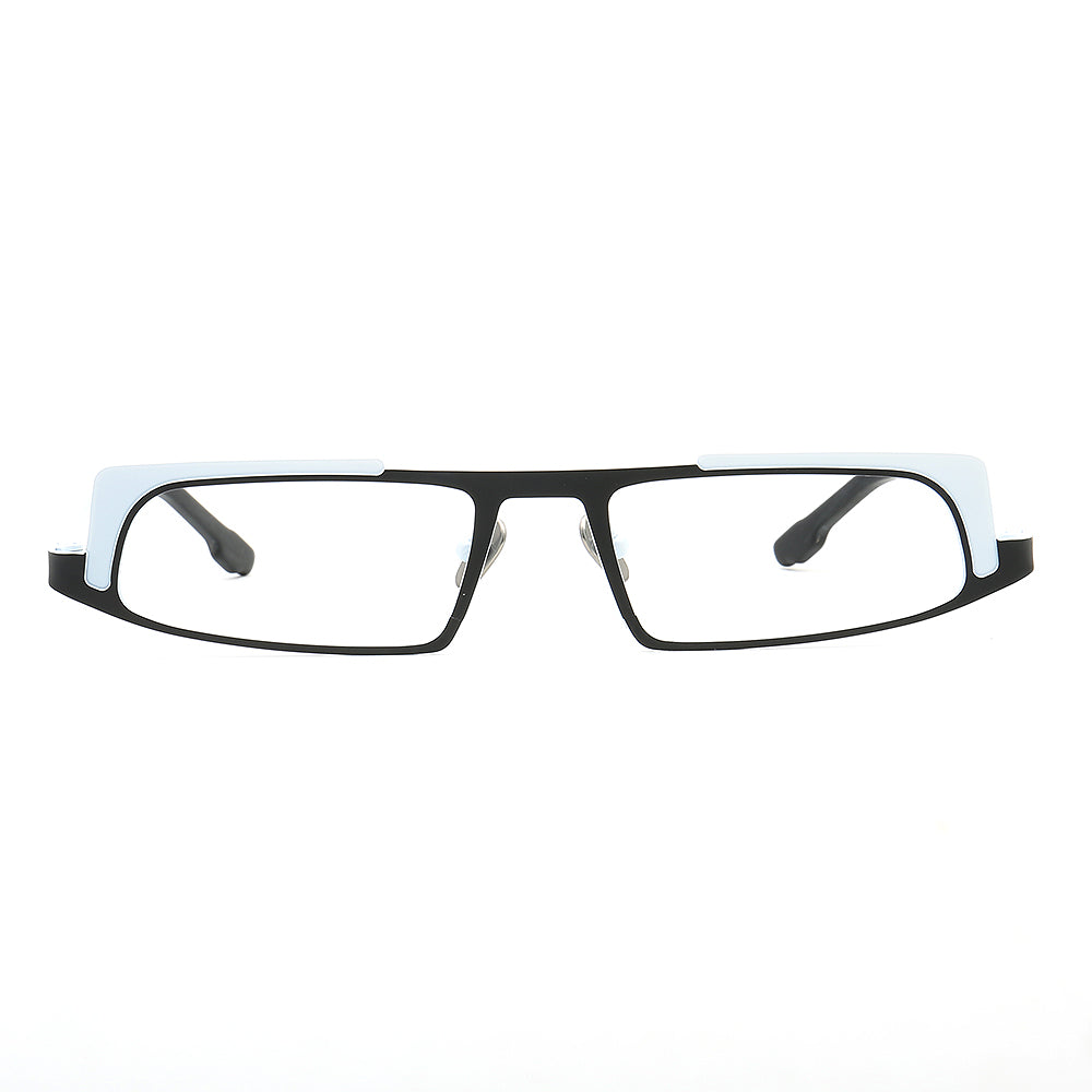 Vernon | Sleek Rectangular Titanium Eyeglass Frames | Modern Two Toned Full Rim Glasses