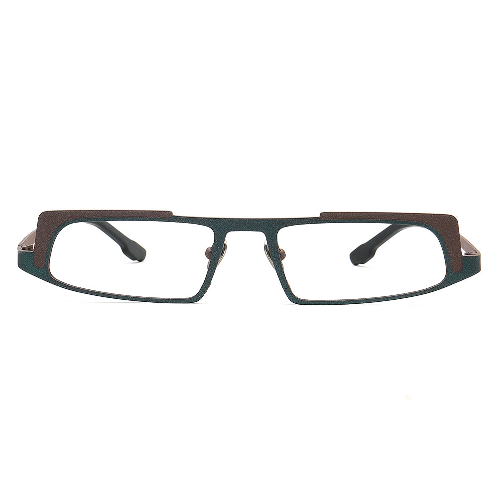 Vernon | Sleek Rectangular Titanium Eyeglass Frames | Modern Two Toned Full Rim Glasses