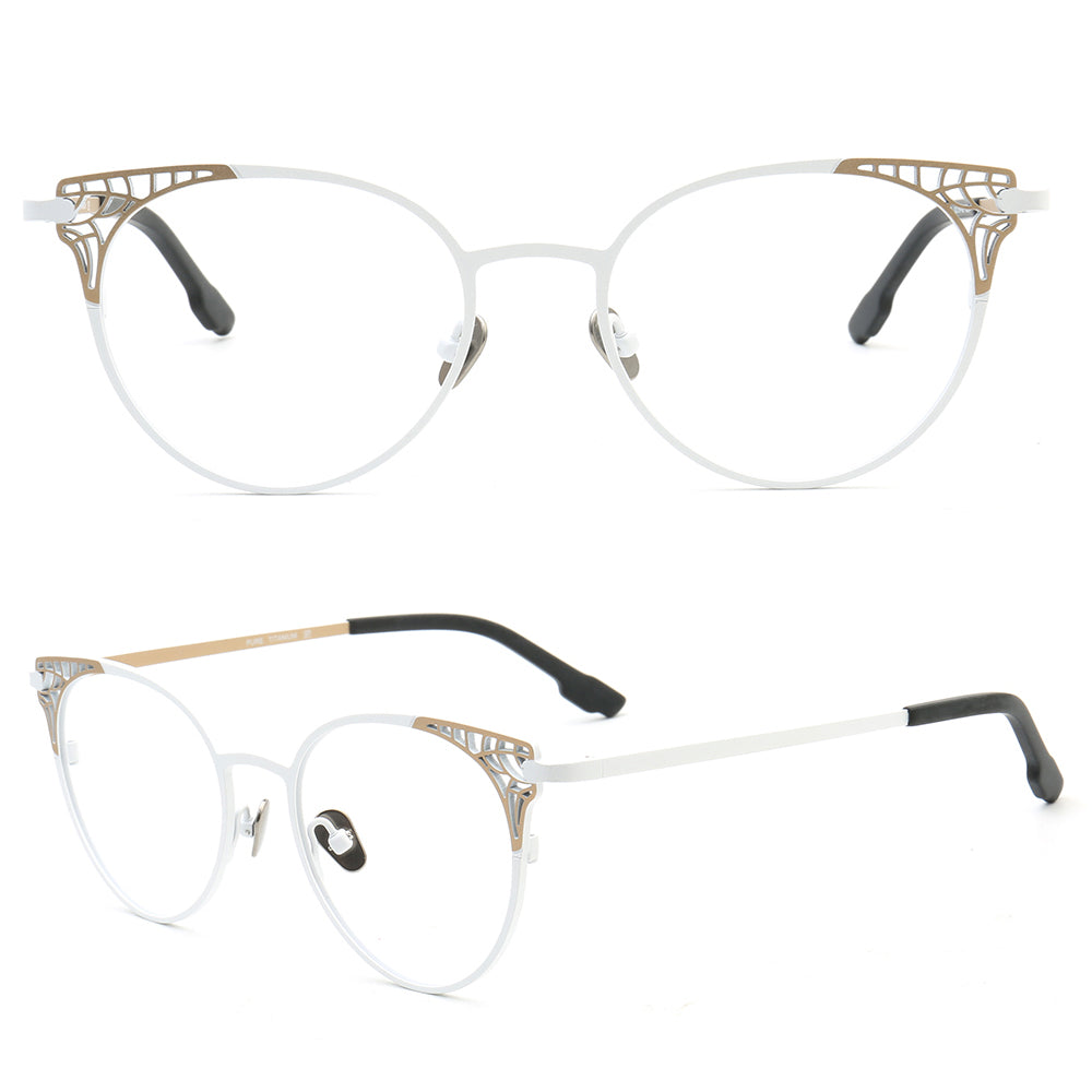 Helena Stylish Titanium Cat Eye Glasses For Women Modern