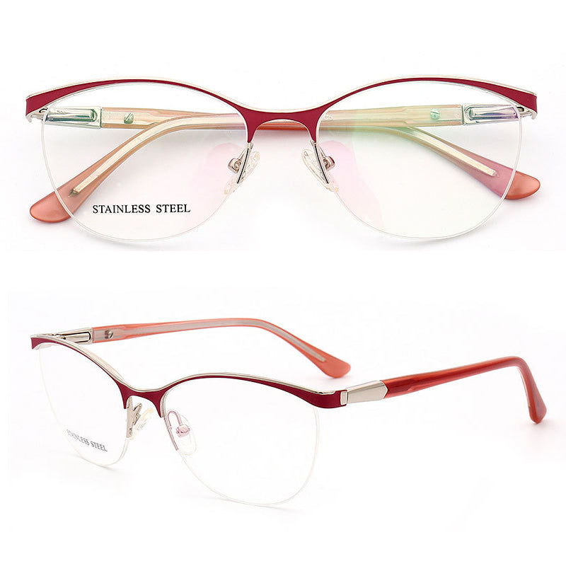 Regina Half Rim Stainless Steel Eyeglasses For Women Modern