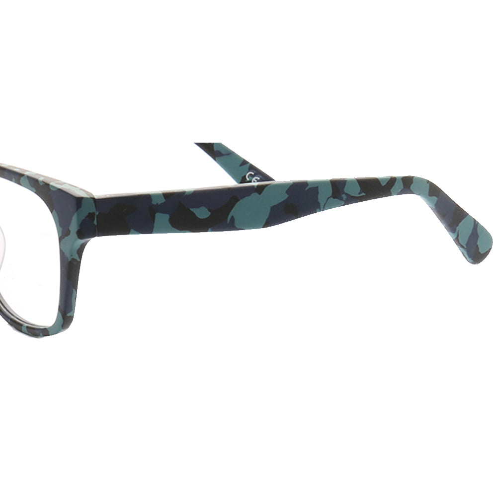 Temple of blue camo full rim eyeglass frames