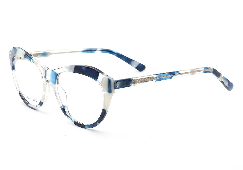 blue white cat eye glasses frames for women