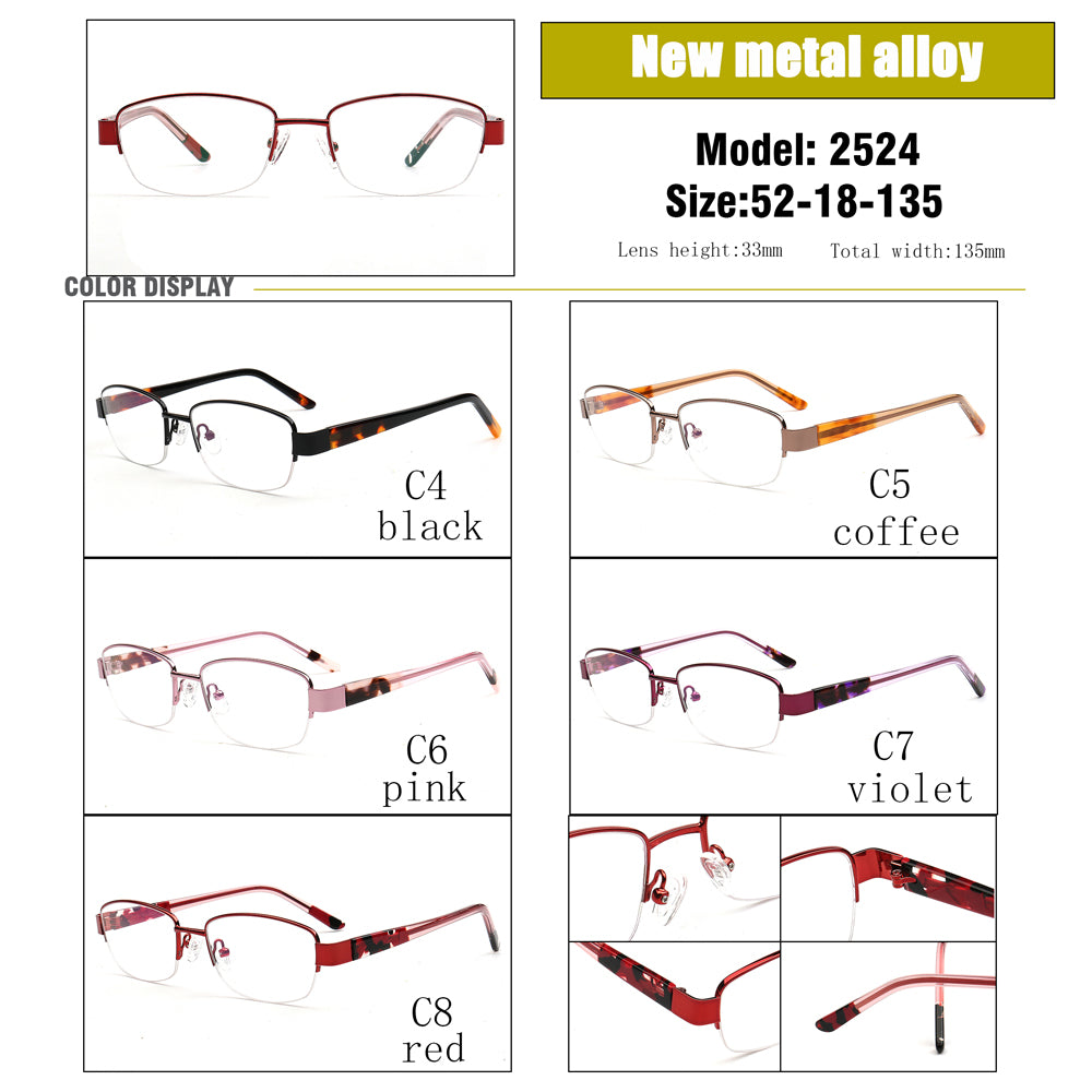 classic half rim square womens eyeglass frames retro
