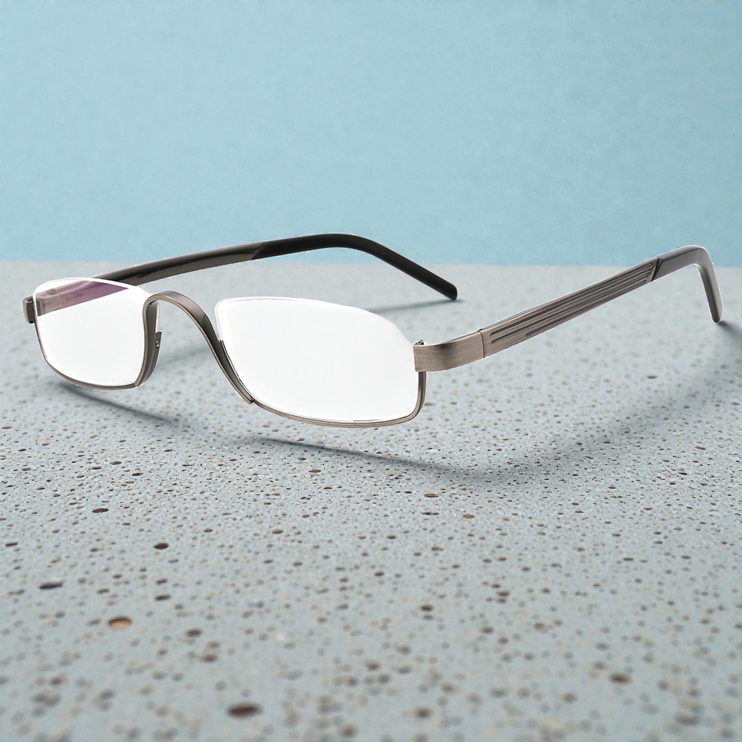 Benedict | Vintage Rectangle Half Rim Reading Glasses Anti Blue Light