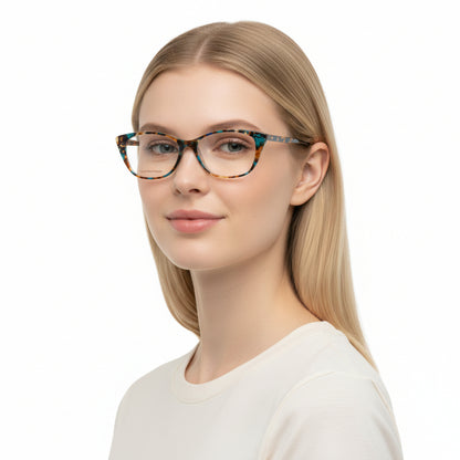 Priscila | Gafas de ojo de gato ligeras y estampadas para mujer | Diseño colorido de acetato.