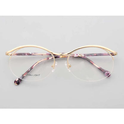  half-rim eyeglasses in gold and purple front view