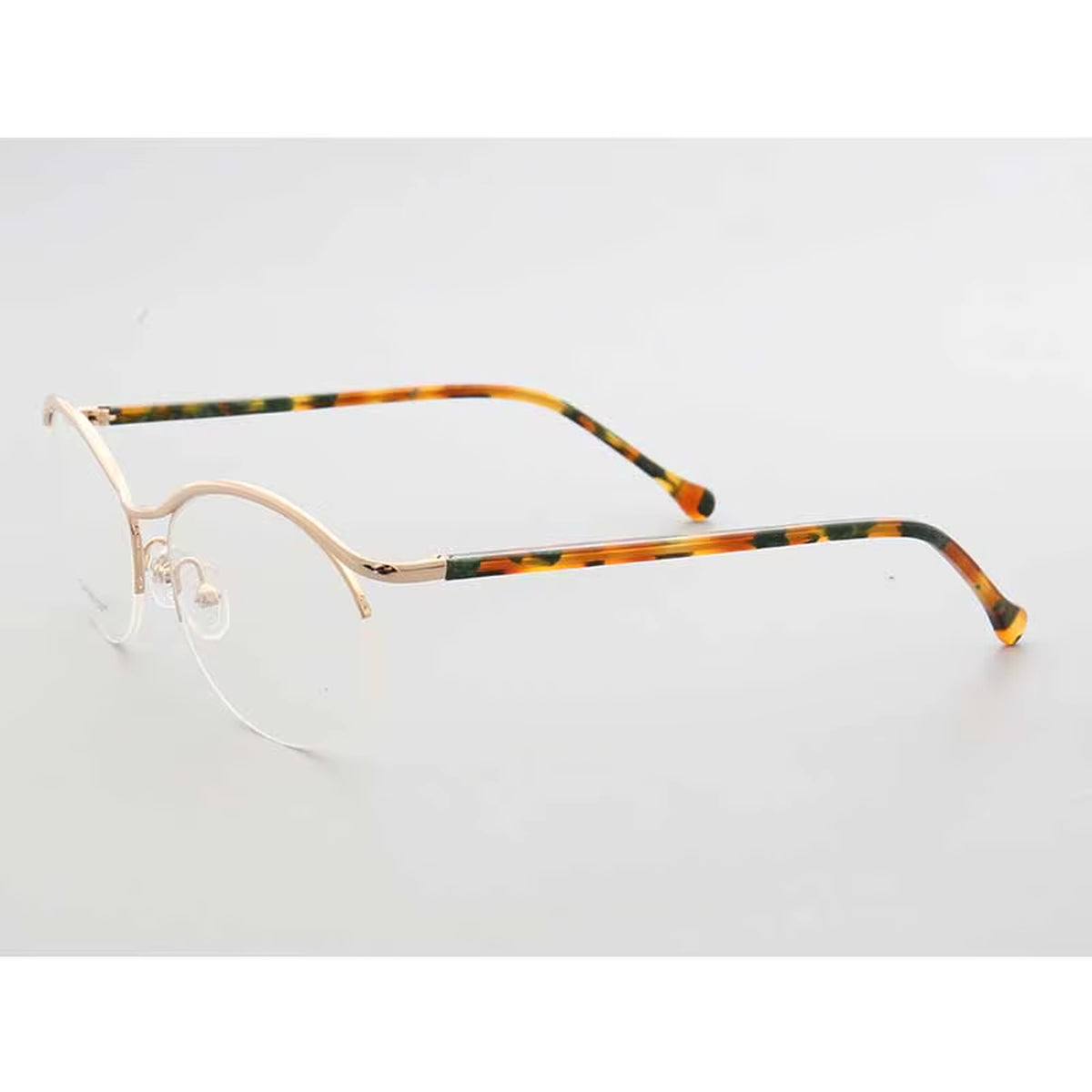  half-rim eyeglasses in rose gold and multicolor side view