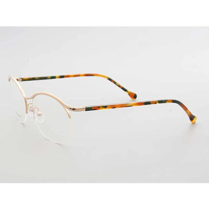  half-rim eyeglasses in rose gold and multicolor side view