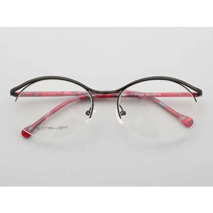 half-rim eyeglasses in black and red front view