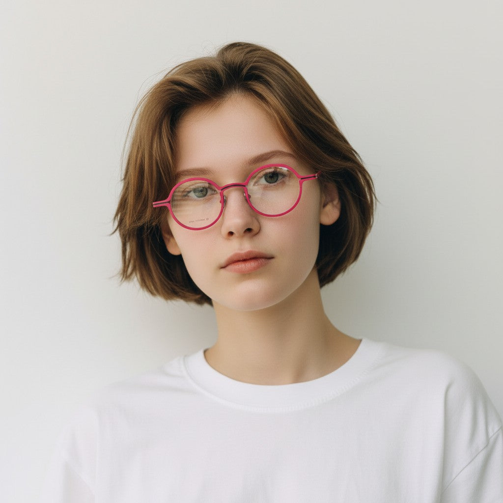 Brunswick | Round Pink Women Titanium Eyeglasses | Retro Striped Green Men Glasses Frames