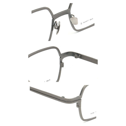 pure titanium eyeglass frames with adjustable nose pads and layered temples