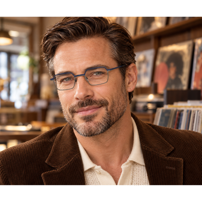 retro men's blue grey titanium glasses frames