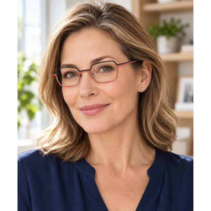 women retro titanium eyeglasses black red