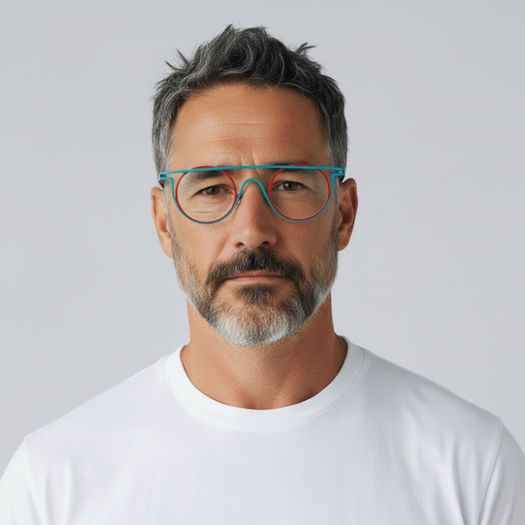 Quinn | Monturas redondas y planas de titanio puro para gafas | Gafas geométricas originales para hombres y mujeres