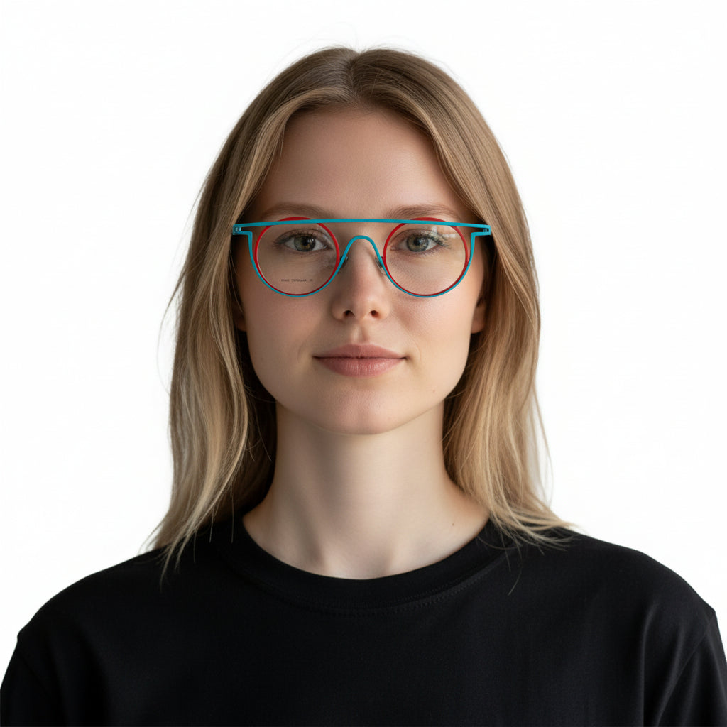 Quinn | Monturas redondas y planas de titanio puro para gafas | Gafas geométricas originales para hombres y mujeres