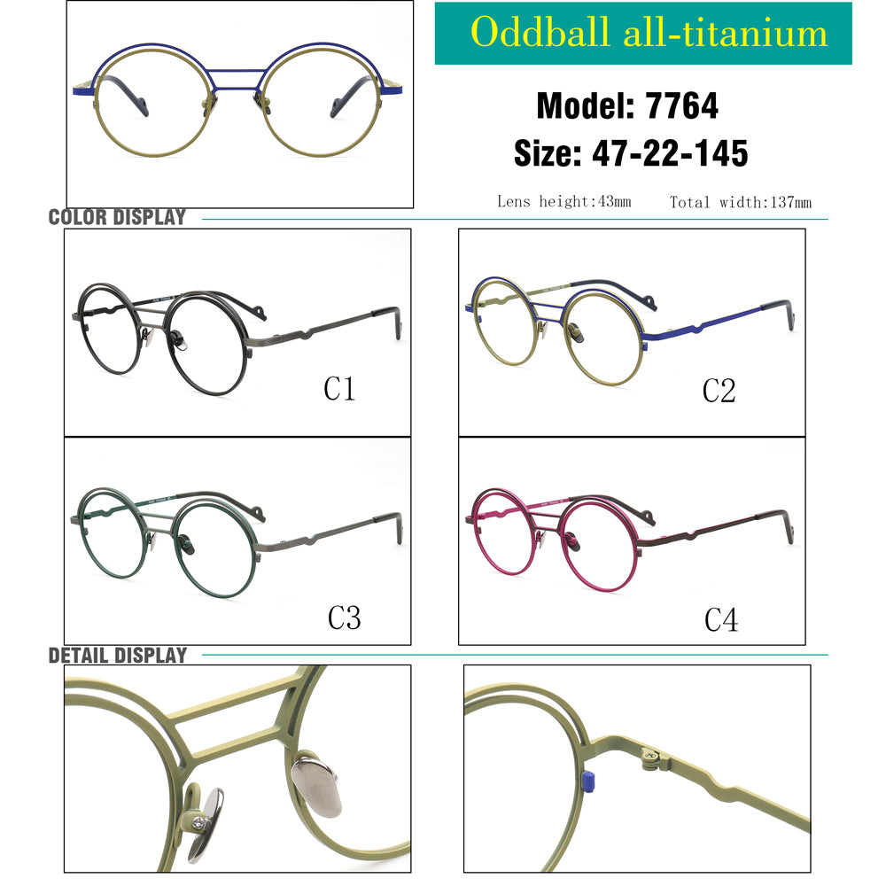 fashionable vintage round titanium eyeglass frames women men