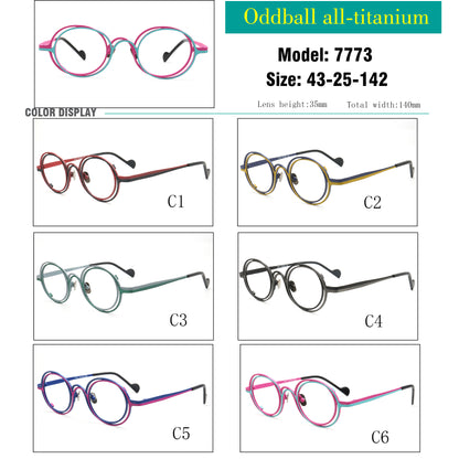 funky round eyeglasses frames titanium