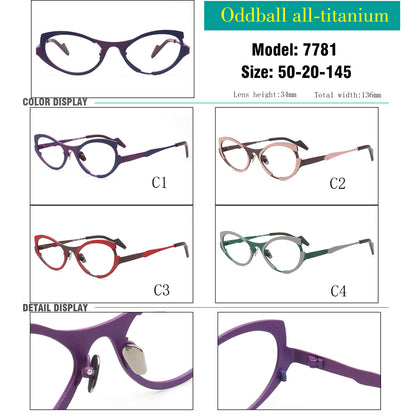 trendy retro womens cat eye titanium glasses frames