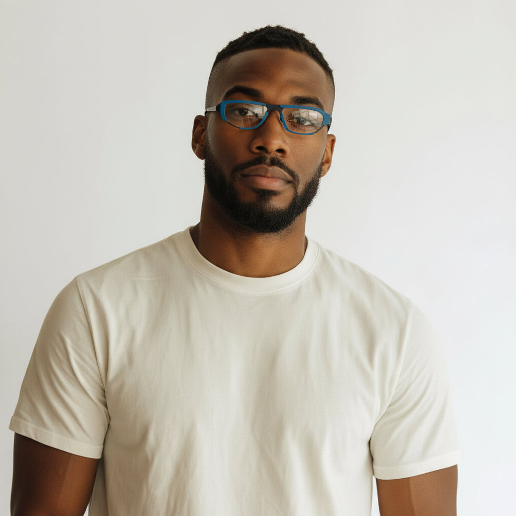 Arden | Gafas rectangulares de titanio de los años 80 para hombre | Monturas vintage geométricas cuadradas