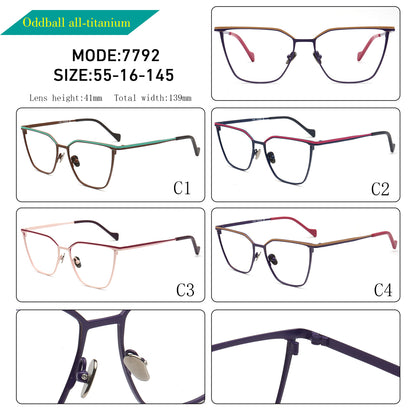 oversize two tone womens cat eye titanium glasses frames