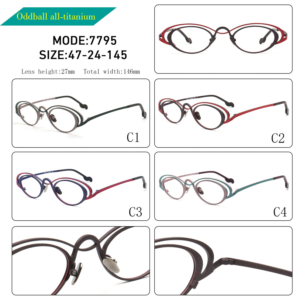 Burke | Funky Titanium Oval Glasses Frames