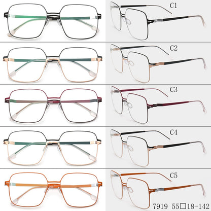 80s mens vintage oversize square glasses frames stainless steel