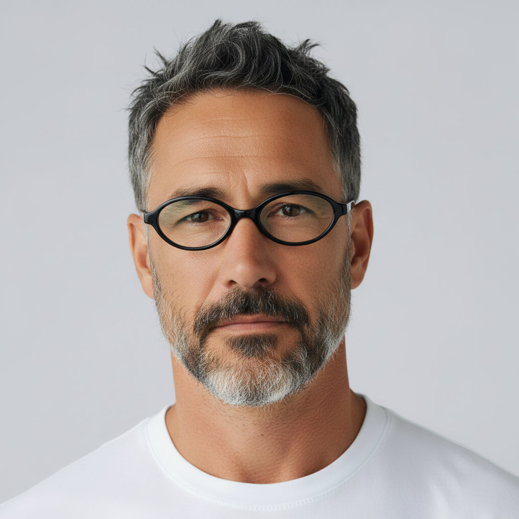 men small oval glasses frames black