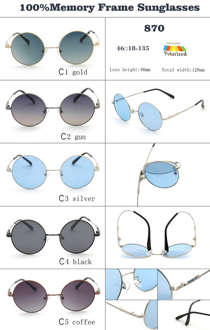 retro metal round sunglasses polarized uv400 tinted sun lenses